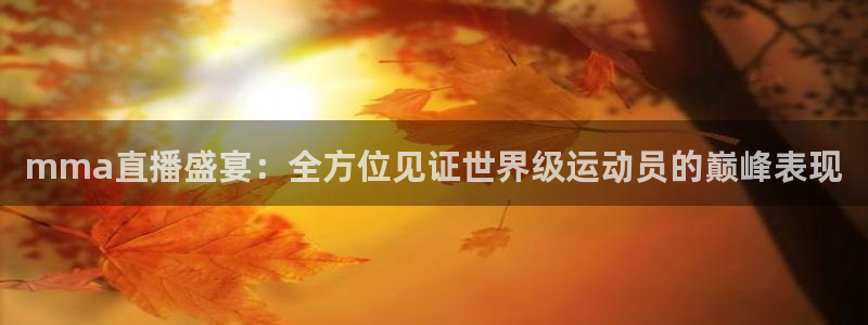 斗球体育：mma直播盛宴：全方位见证世界级运动员的巅峰表现